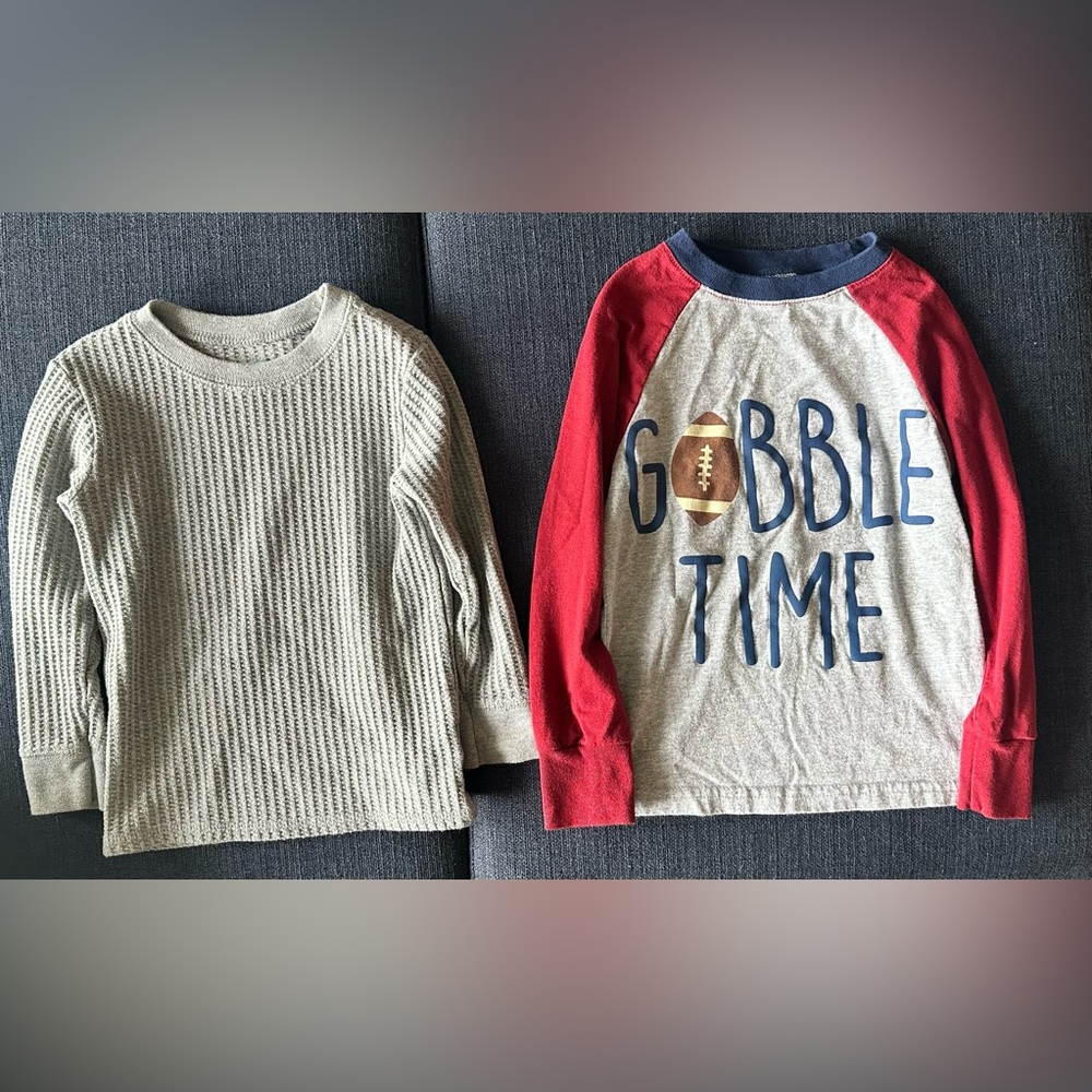 3T “gobble time” and gray waffle top